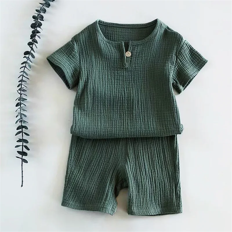 Summer Clothing Sets Organic Double Gauze Cotton Home Wear Kids Clothes Suit Summer Kids Pajama Short Sleeve Shorts Suit Green
Summer Clothing Sets Organic Double Gauze Cotton Home Wear Kids Clothes Suit Summer Kids Pajama Short Sleeve Shorts Suit Green