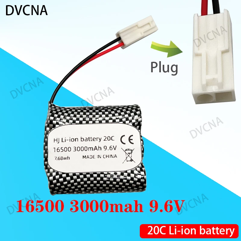 

16500 9.6V 3000mAh Lithium Battery Pack S911 S912 9115 9116 High Speed RC Car Battery