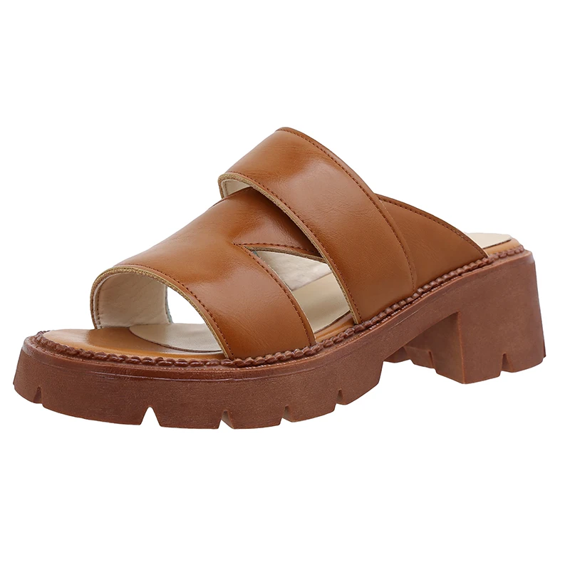 Thick High Heels Platforms Women Slippers Genuine Leather 2022 New Casual Spring Summer Shoes Woman Mules Brown Beige Size 9 10
Thick High Heels Platforms Women Slippers Genuine Leather 2022 New Casual Spring Summer Shoes Woman Mules Brown Beige Size 9 10