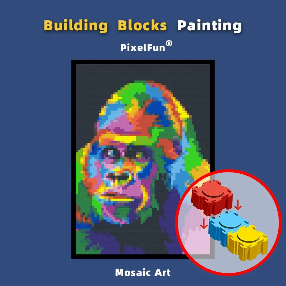 PixelFun P10033 4800 pcs 40x57cm 15x22 inch Building Blocks Chimpanzee Pixel Mosaic Bricks Photo Custom Painting Art Diy Toys 
PixelFun P10033 4800 pcs 40x57cm 15x22 inch Building Blocks Chimpanzee Pixel Mosaic Bricks Photo Custom Painting Art Diy Toys
