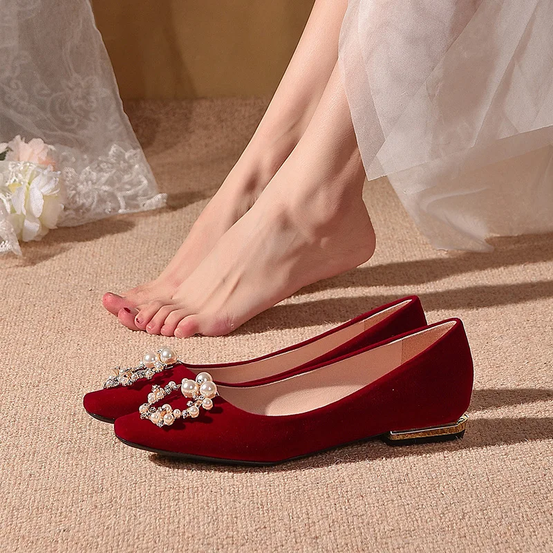 Square Head Wedding Shoes Women's Flat Bottom 2022 New Minority Chinese Red Clothes Wedding Bride Shoes for Pregnant Women
Square Head Wedding Shoes Women's Flat Bottom 2022 New Minority Chinese Red Clothes Wedding Bride Shoes for Pregnant Women