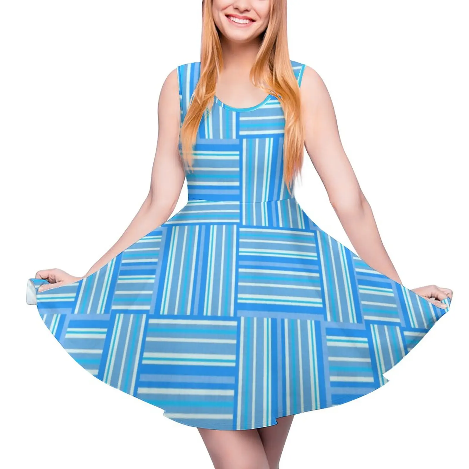Blue And White Striped Dress Colorful Lines Print Vintage Dresses Sleeveless Casual Skate Dress Female Vestido Birthday Gift
Blue And White Striped Dress Colorful Lines Print Vintage Dresses Sleeveless Casual Skate Dress Female Vestido Birthday Gift