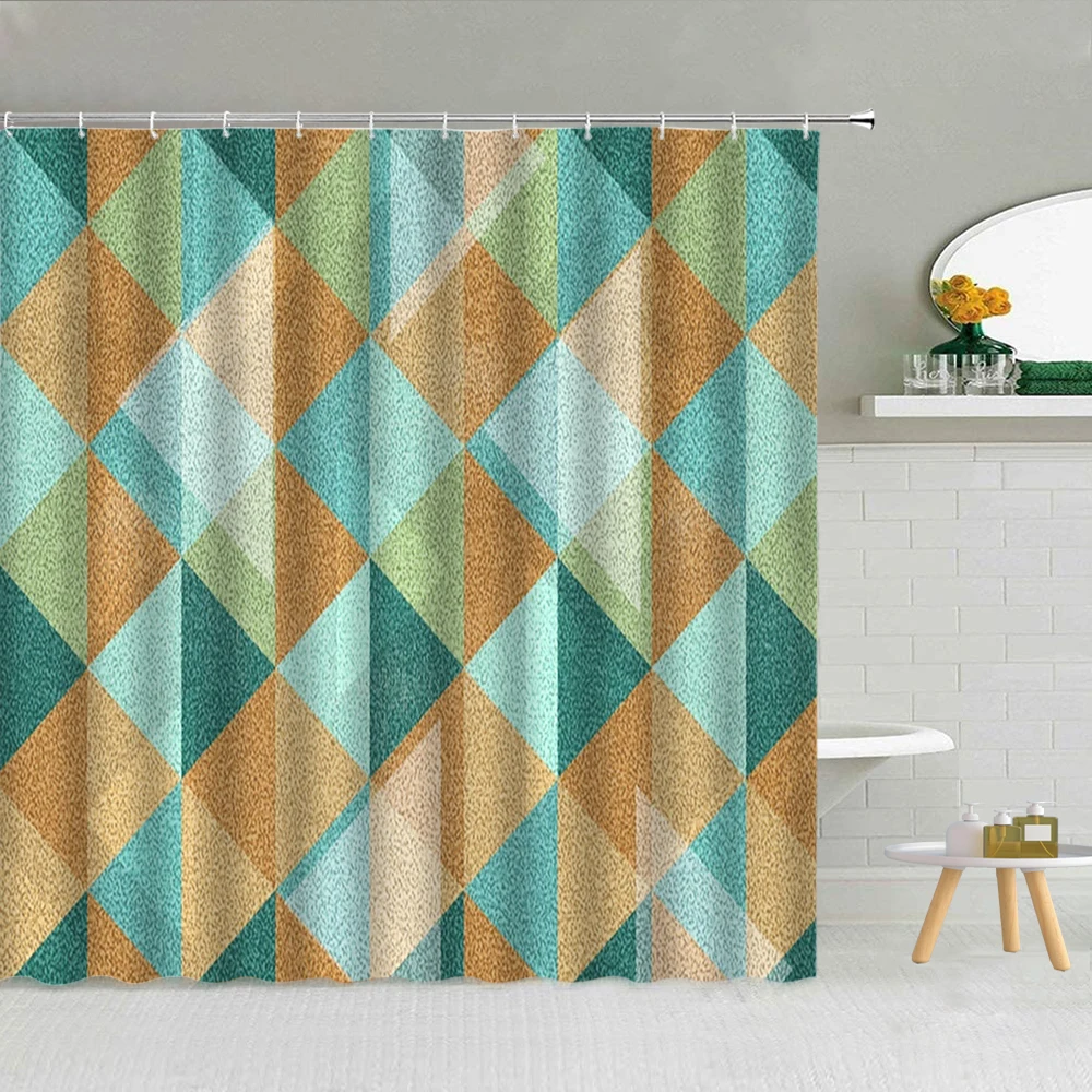 

Stripes Shower Curtain Geometric Dots High Quality Fabric Bathroom Supplies Decor Hanging Curtains With Hooks Creative Colorful