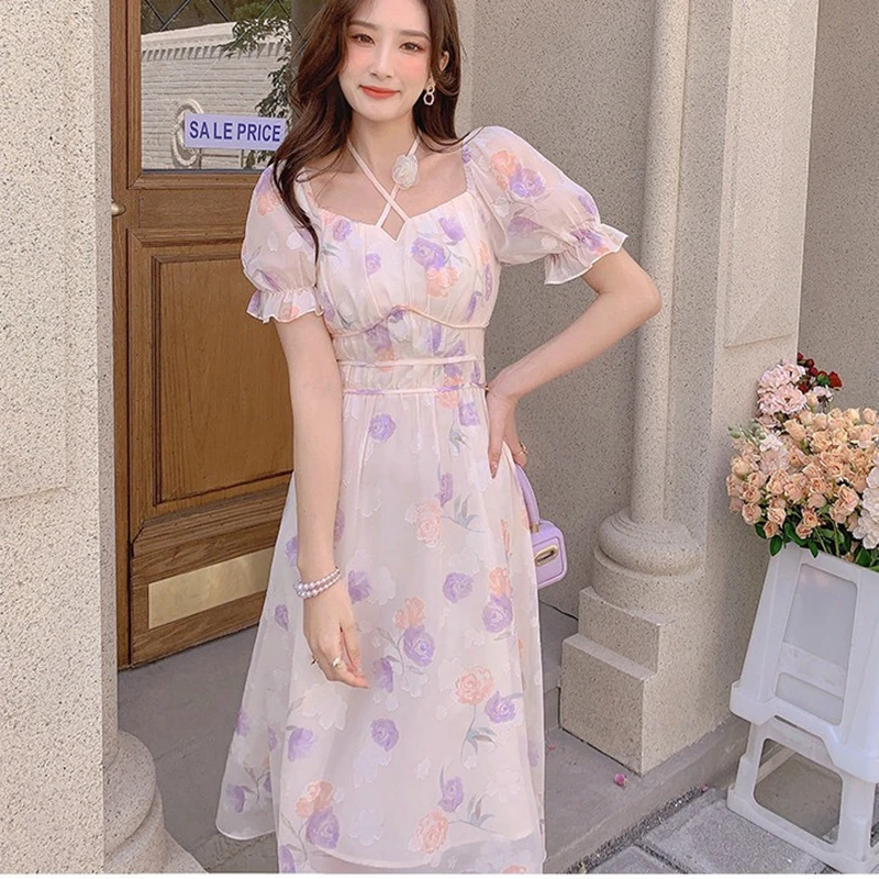 Fashion and Sweet Floral Print Mid-length Dress Women's 2022 Summer New Korean Version Bubble Short-sleeved Chiffon Dress
Fashion and Sweet Floral Print Mid-length Dress Women's 2022 Summer New Korean Version Bubble Short-sleeved Chiffon Dress