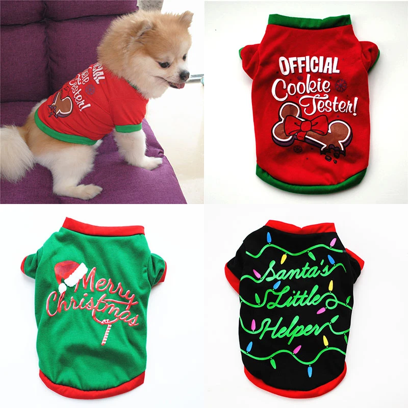 Christmas Small Pets T-shirt Short Sleeve Dog Clothes For Small Dogs Autumn Winter Soft O Neck Cute Xmas Pet Dog Costumes
Christmas Small Pets T-shirt Short Sleeve Dog Clothes For Small Dogs Autumn Winter Soft O Neck Cute Xmas Pet Dog Costumes