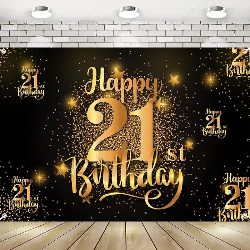 Happy 21st Birthday Party Photography Backdrop Banner Background Decorations Black Gold For Women Men Her Him Poster
Happy 21st Birthday Party Photography Backdrop Banner Background Decorations Black Gold For Women Men Her Him Poster