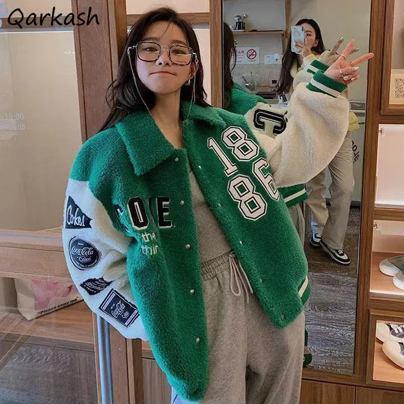 Baseball Jackets Women Winter Warm Lambswool Outwear Chic Patchwork Harajuku Females Thicker Streetwear Leisure Turn-down Collar
Baseball Jackets Women Winter Warm Lambswool Outwear Chic Patchwork Harajuku Females Thicker Streetwear Leisure Turn-down Collar