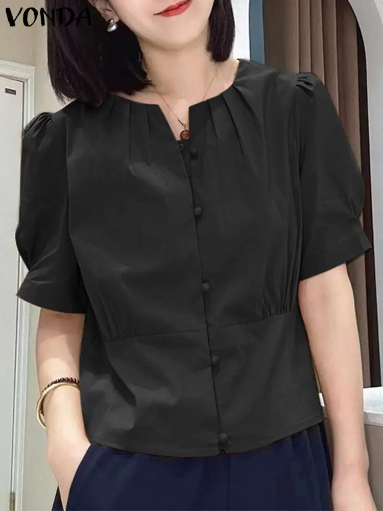 VONDA Women Ruffled Shirts 2023 Elegant Tops Summer Short Sleeve Round Neck Blouses Buttons Tunic Casual Loose Blusas Femininas
VONDA Women Ruffled Shirts 2023 Elegant Tops Summer Short Sleeve Round Neck Blouses Buttons Tunic Casual Loose Blusas Femininas
