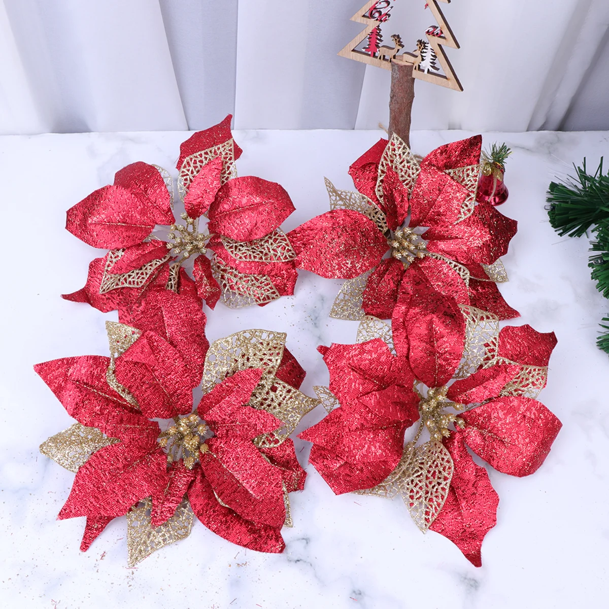 Christmas Flowers Tree Poinsettia Decoration Flower Artificial Ornaments Decorations Glitterwreath New Year Fake Poinsettias
Christmas Flowers Tree Poinsettia Decoration Flower Artificial Ornaments Decorations Glitterwreath New Year Fake Poinsettias