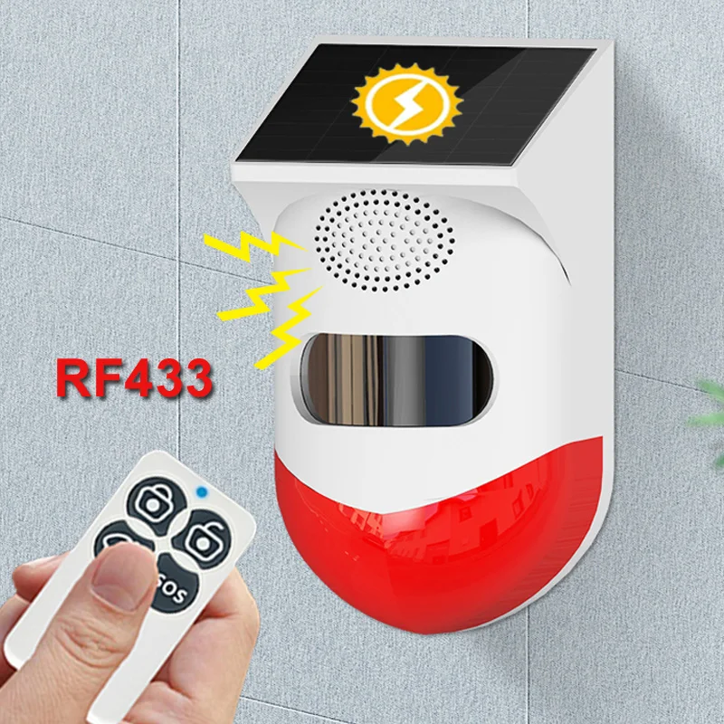 Solar Powered Infrared Motion Sensor Detector Siren Strobe Alarm System Waterproof For Home Yard Outdoor Security RF433
Solar Powered Infrared Motion Sensor Detector Siren Strobe Alarm System Waterproof For Home Yard Outdoor Security RF433