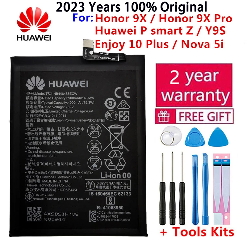 Hua Wei 100% Orginal Phone HB446486ECW 4000mAh Battery For Huawei P smart Z/honor 9X/honor 9X Pro/Nova5i/Enjoy 10 Plus Battery
Hua Wei 100% Orginal Phone HB446486ECW 4000mAh Battery For Huawei P smart Z/honor 9X/honor 9X Pro/Nova5i/Enjoy 10 Plus Battery