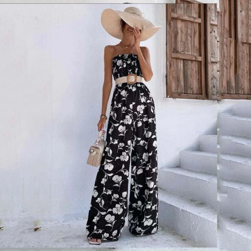 2022 Summer New Strapless Ladies Sexy Jumpsuit Elegant Print Slim Waist Long Jumpsuit Summer Office Fashion Stretch Jumpsuit
2022 Summer New Strapless Ladies Sexy Jumpsuit Elegant Print Slim Waist Long Jumpsuit Summer Office Fashion Stretch Jumpsuit