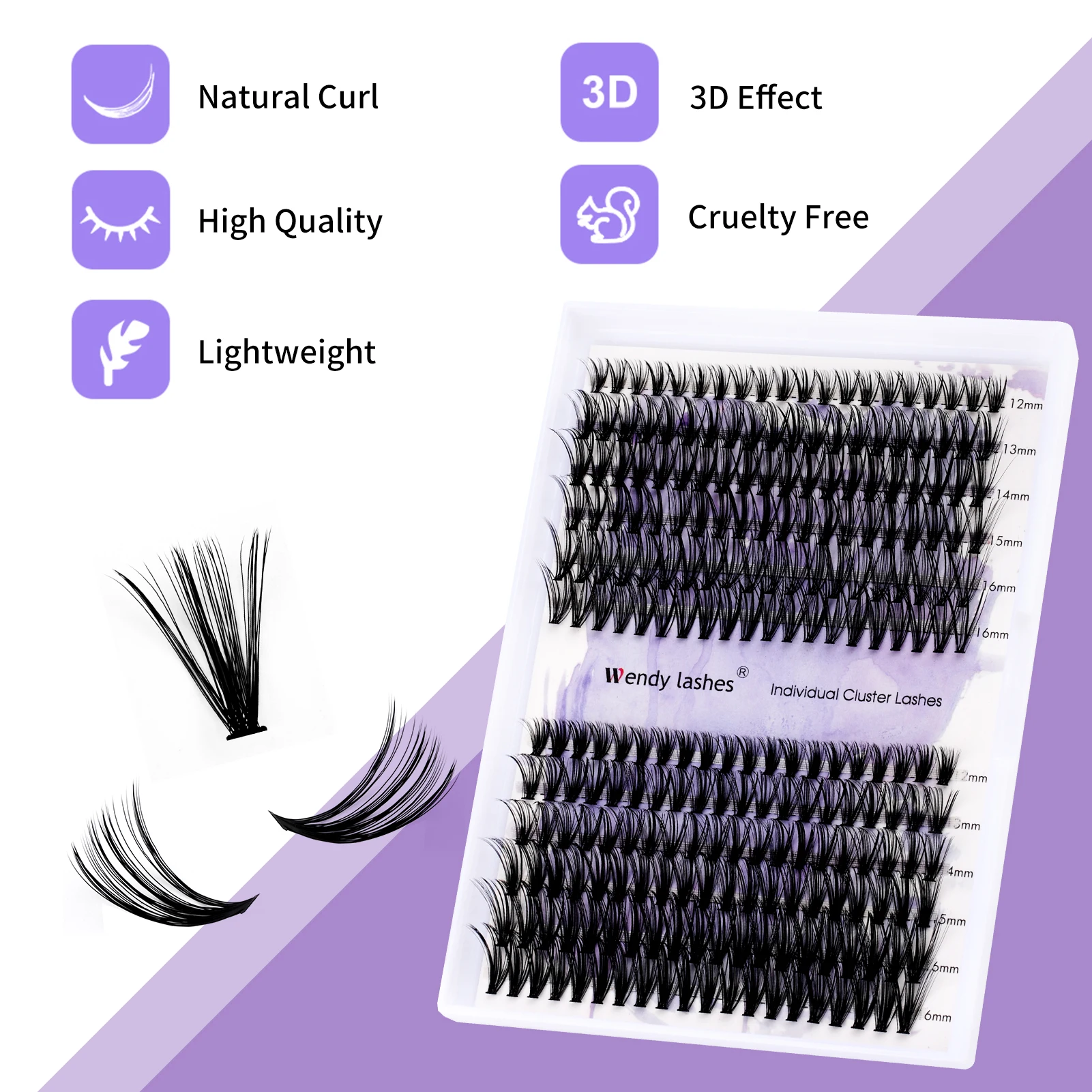 

Wendy Individual Lashes 10D/20D/30D/40D 0.07mm (12-16)mm Mixed Wispy Individual Cluster Eye Lashes C/D Curl Eyelashes Extension