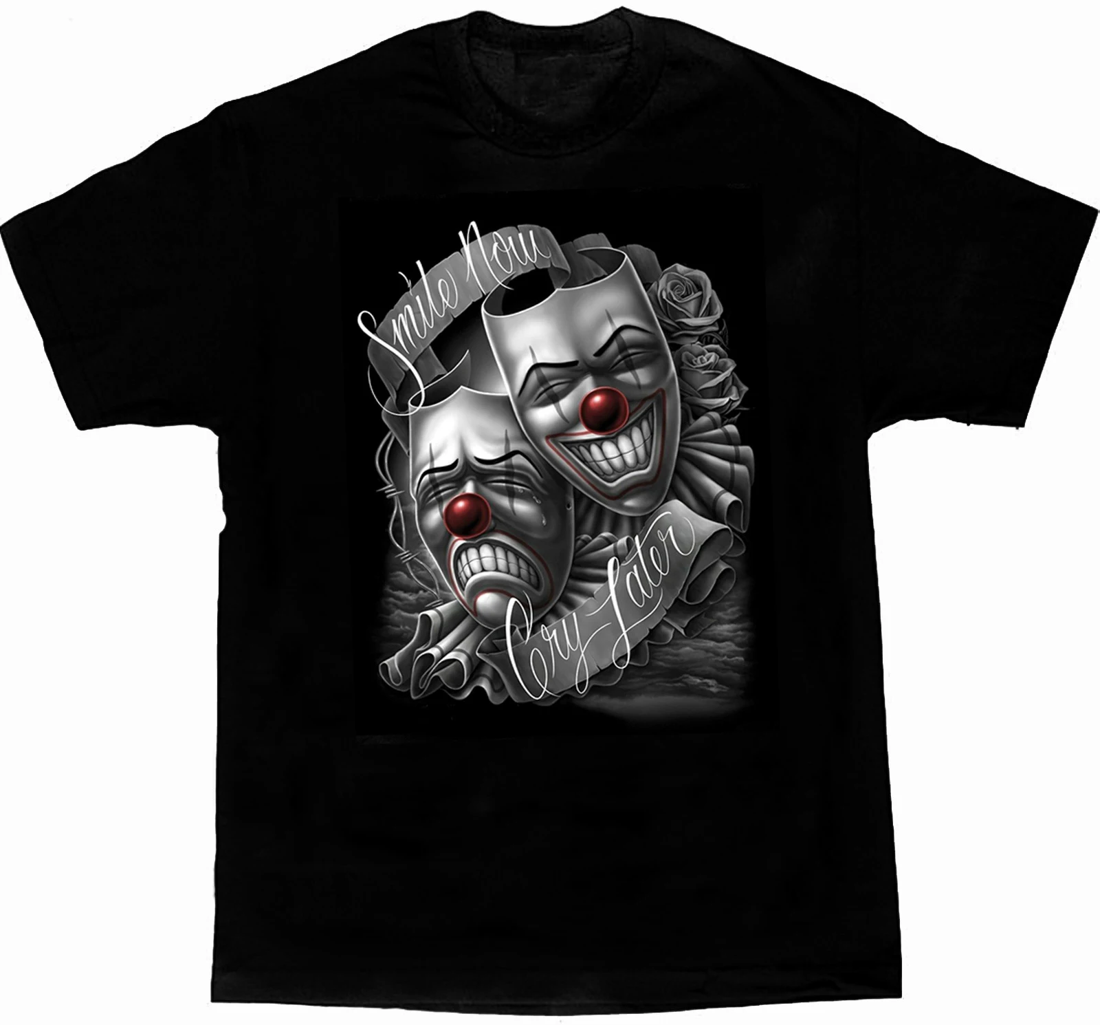 Smile Now Cry Later Chicano Art Drama Mask Mens T Shirt. Short Sleeve 100% Cotton Casual T-shirts Loose Top Size S-3XL
Smile Now Cry Later Chicano Art Drama Mask Mens T Shirt. Short Sleeve 100% Cotton Casual T-shirts Loose Top Size S-3XL