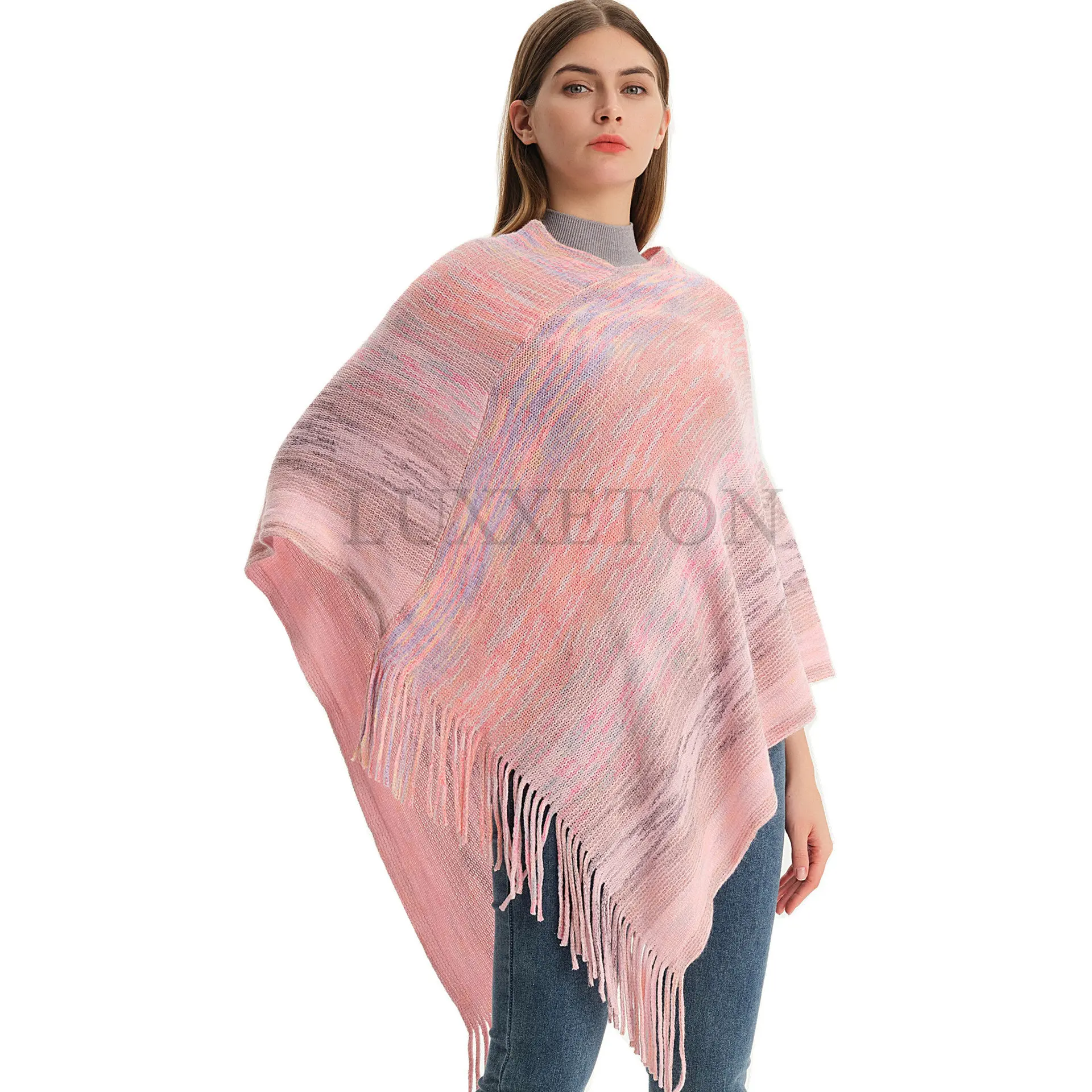 Rainbow Knitted Oversized Sweater Female Autumn Winter Fashion Tassel Knitwear Women Capes Ponchos Pullover Cloak Shawl Top
Rainbow Knitted Oversized Sweater Female Autumn Winter Fashion Tassel Knitwear Women Capes Ponchos Pullover Cloak Shawl Top