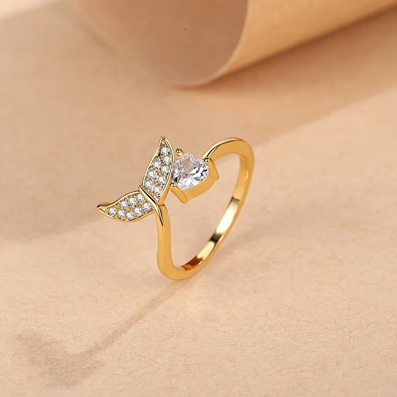 Trendy Gold Color Mermaid Tail Cuff Ring for Women Love Heart Crystal Cubic Zircon Rings Romantic Jewelry Gifts
Trendy Gold Color Mermaid Tail Cuff Ring for Women Love Heart Crystal Cubic Zircon Rings Romantic Jewelry Gifts
