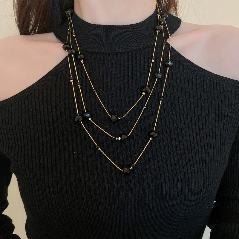European and American Long Crystal Multi-layer Necklace Design Collarbone Chain Sweater Chain Necklaces Female Jewelry
European and American Long Crystal Multi-layer Necklace Design Collarbone Chain Sweater Chain Necklaces Female Jewelry