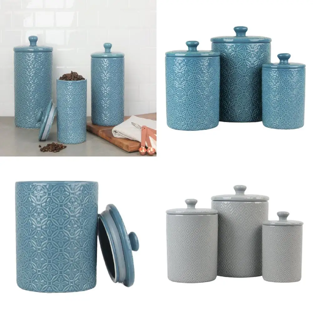 Stunning Teal Ceramic 3 Piece Canister Set for Kitchen & Pantry Storage - Decorative Containers
Stunning Teal Ceramic 3 Piece Canister Set for Kitchen & Pantry Storage - Decorative Containers