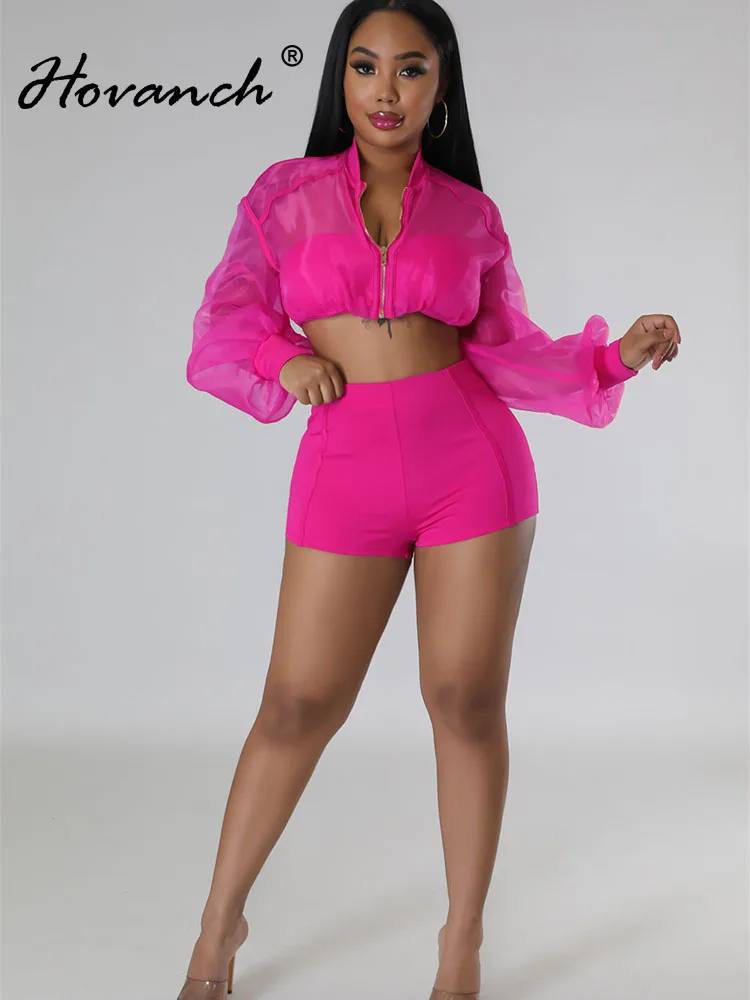 Модный женский костюм Hovanch на молнии, прозрачный укороченный топ и шорты, костюм 2023, уличный комплект из двух предметов, спортивный костюм
Модный женский костюм Hovanch на молнии, прозрачный укороченный топ и шорты, костюм 2023, уличный комплект из двух предметов, спортивный костюм