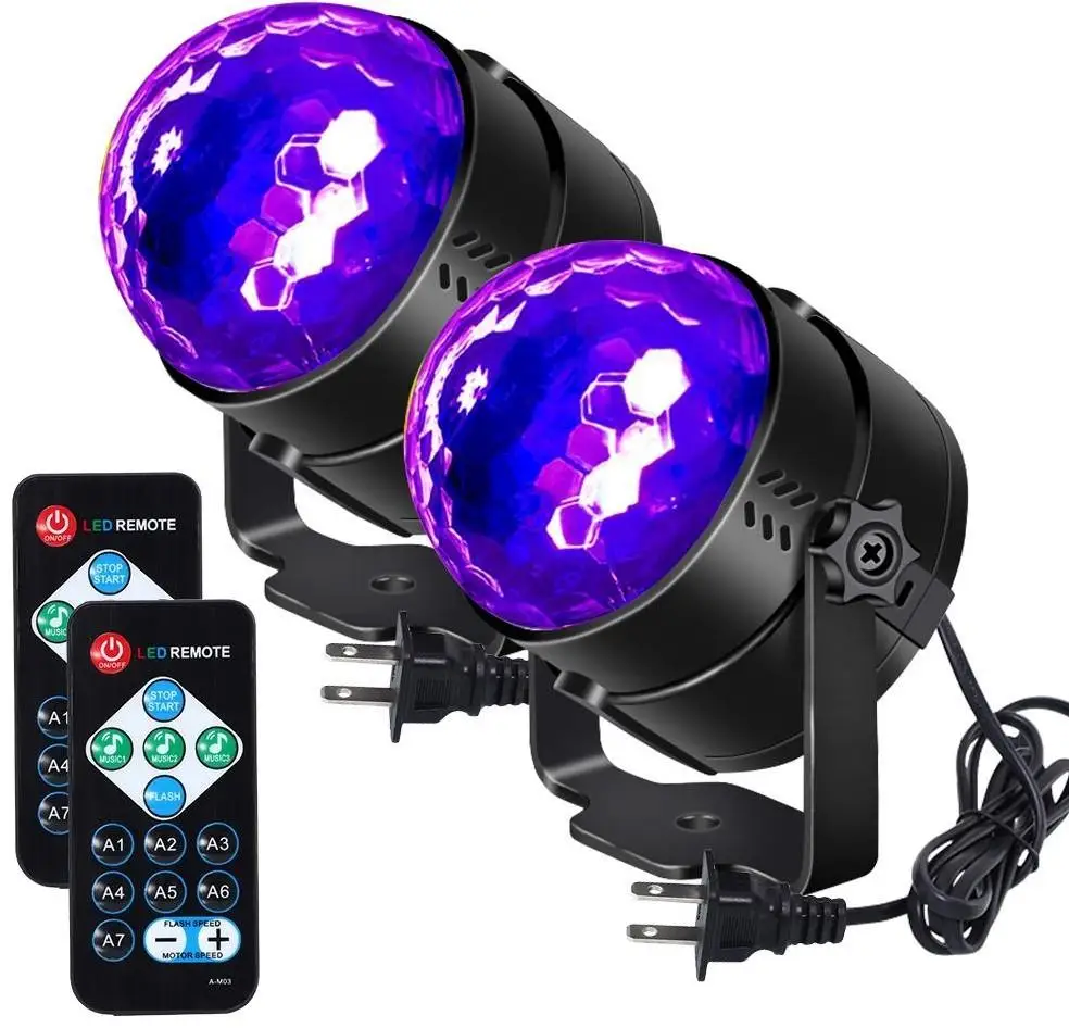 6W UV Disco Ball LED black Party Lights Sound Activated with Remote Control DJ Lighting 7 Modes Stage Par Light for Party
6W UV Disco Ball LED black Party Lights Sound Activated with Remote Control DJ Lighting 7 Modes Stage Par Light for Party