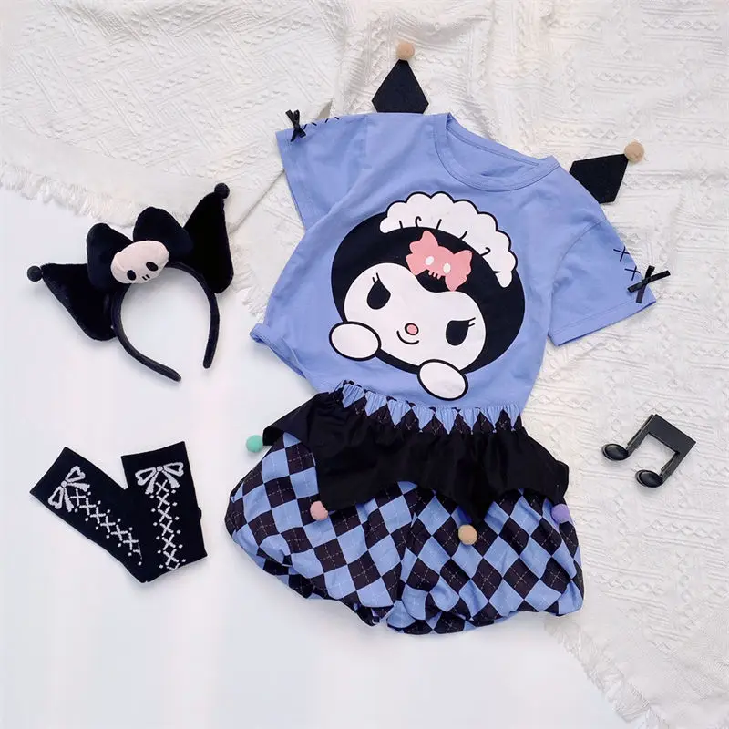 Kawaii Sanrio New Girls Short-Sleeved Two-Piece Cartoon Anime Kuromi Summer T-Shirt Cotton Short-Sleeved Shorts Suit Girls Gifts
Kawaii Sanrio New Girls Short-Sleeved Two-Piece Cartoon Anime Kuromi Summer T-Shirt Cotton Short-Sleeved Shorts Suit Girls Gifts