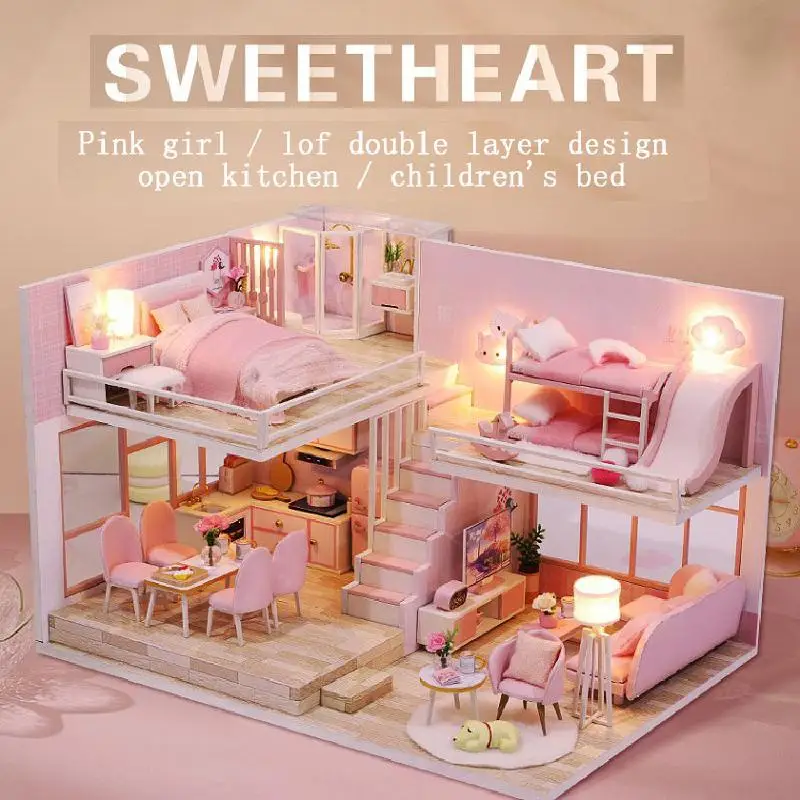 Wooden Doll House Model Kits Miniature With Furniture Lights Fendai Sweetheart Casa Diy Villa Dollhouse Toys Adults Xmas Gifts
Wooden Doll House Model Kits Miniature With Furniture Lights Fendai Sweetheart Casa Diy Villa Dollhouse Toys Adults Xmas Gifts