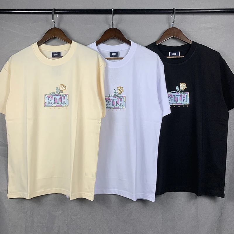 European version Kith Rose Box Logo apricot printed short-sleeved T-shirt high-quality men women Kith black white cotton T-shirt
European version Kith Rose Box Logo apricot printed short-sleeved T-shirt high-quality men women Kith black white cotton T-shirt
