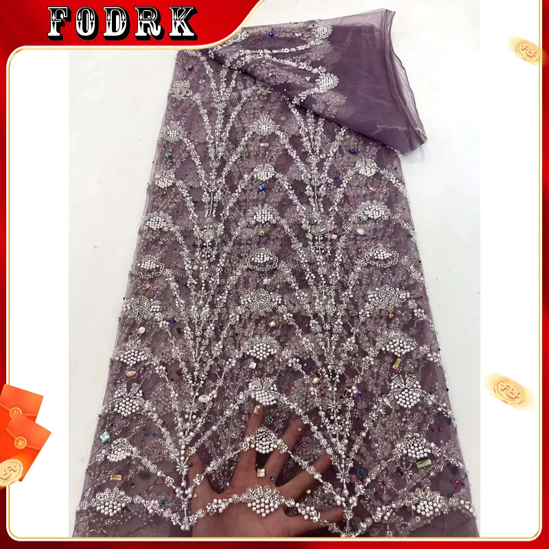 Fuchsia African French Net Embroidery Luxury Handmade Sequins Beaded Lace Fabric For Wedding Party Evening Dress Sewing
Fuchsia African French Net Embroidery Luxury Handmade Sequins Beaded Lace Fabric For Wedding Party Evening Dress Sewing