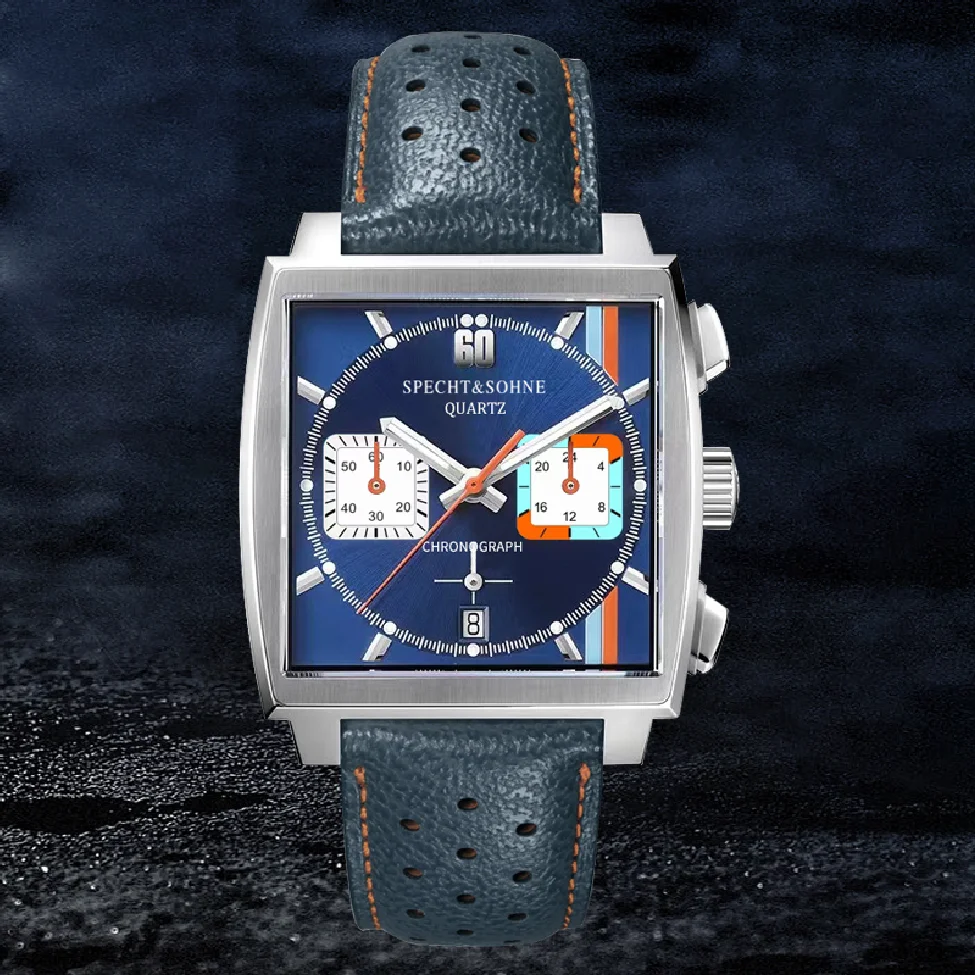 

Luxury Brand Specht&Sohne 2023 Men's Watches Japan VK63 Chronograph Quartz Wristwatch Genuine Leather Relogio Masculino 39MM