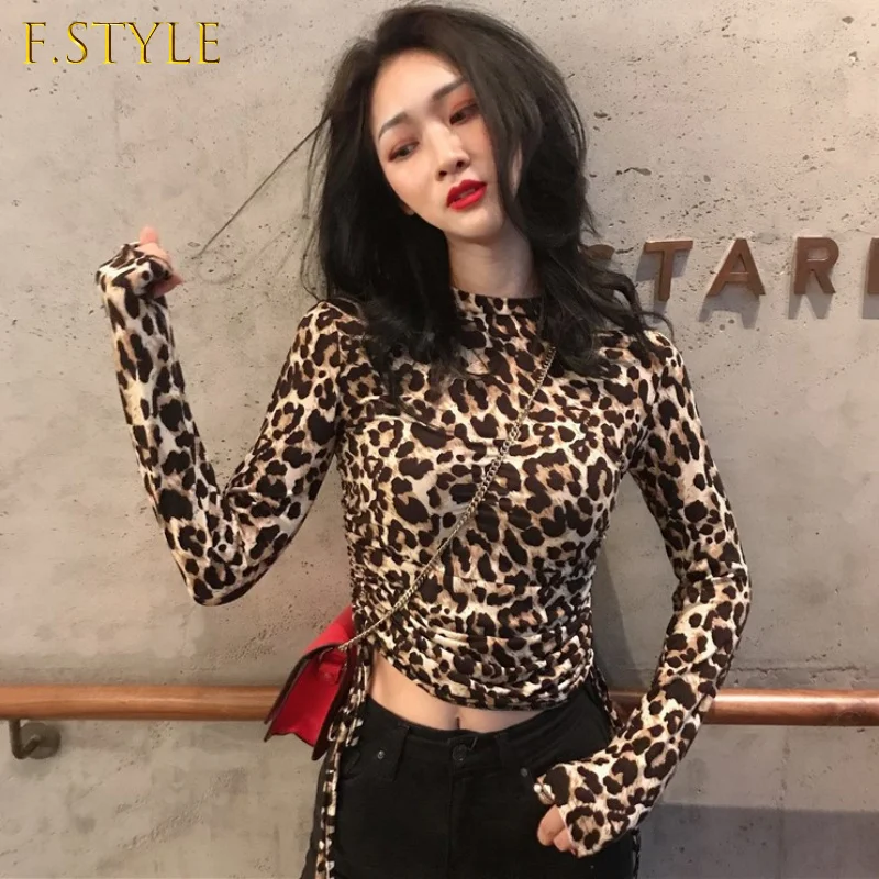 Wenfly Women Tops Drawstring Leopard Pattern Skinny Long Sleeve Half High Collar Short T-shirt Female Vintage Casual
Wenfly Women Tops Drawstring Leopard Pattern Skinny Long Sleeve Half High Collar Short T-shirt Female Vintage Casual