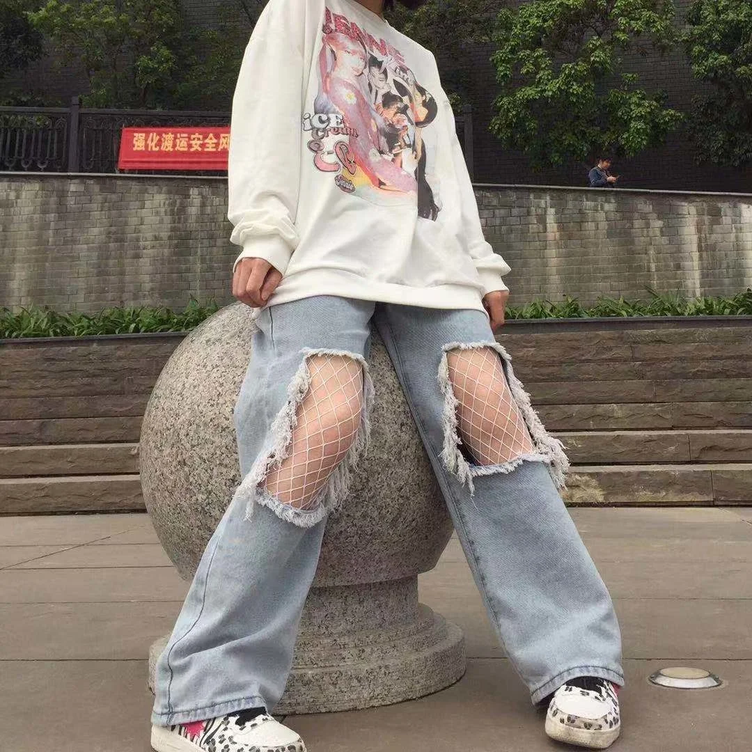 Summer New Ins Loose Beggar Hole Jeans Women's Korean Version Straight Tube Wide Leg High Waist Thin Daddy Pants cyber y2k pants
Summer New Ins Loose Beggar Hole Jeans Women's Korean Version Straight Tube Wide Leg High Waist Thin Daddy Pants cyber y2k pants
