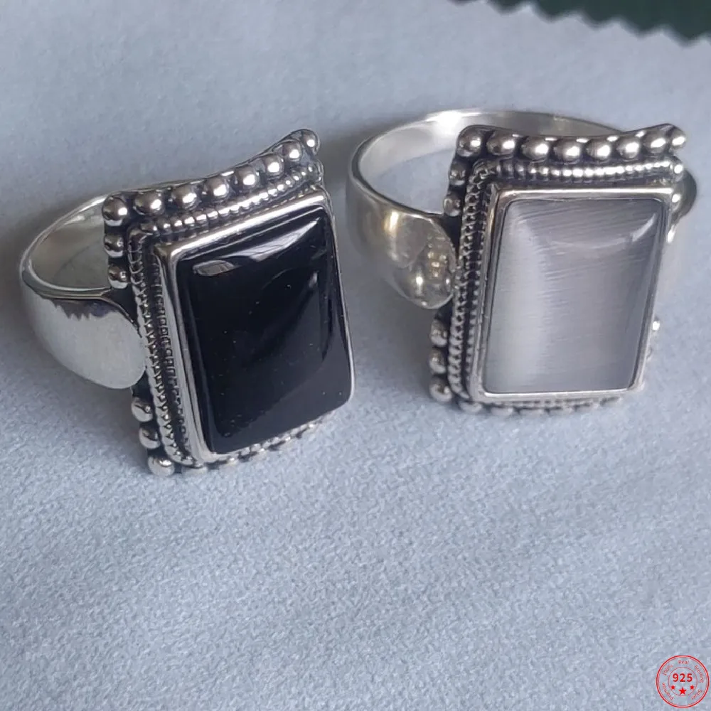 New Fashion Real S925 Sterling Silver Punk Style Personality Domineering Natural Black Onyx Square Big Ring for Men's Trend Gift 
New Fashion Real S925 Sterling Silver Punk Style Personality Domineering Natural Black Onyx Square Big Ring for Men's Trend Gift