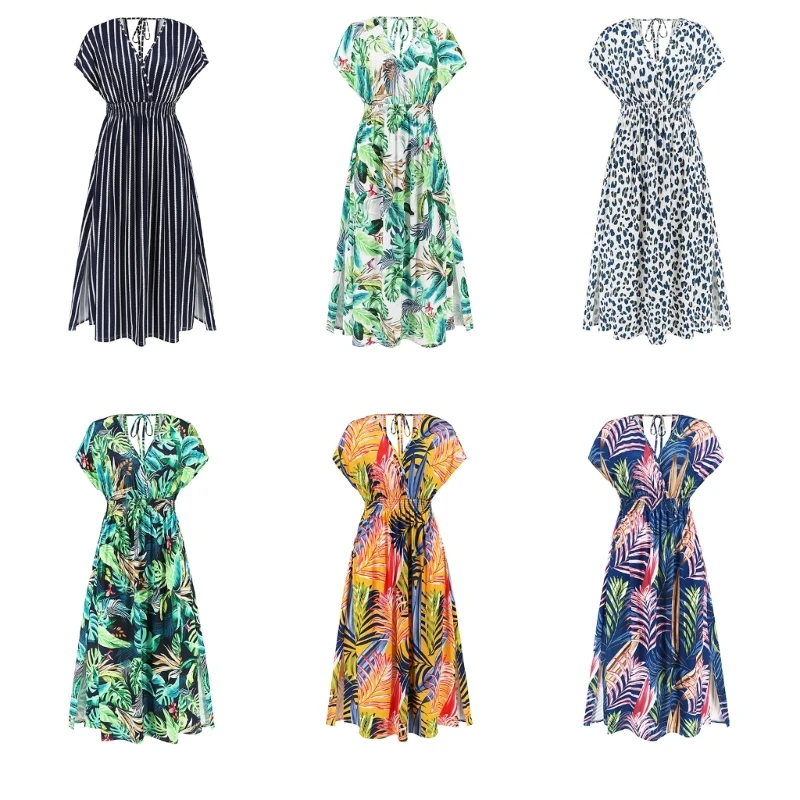 Batwing Short Sleeve Leaves Print Lace-Up Backless Swing Midi Dress for Women Drop shipping
Batwing Short Sleeve Leaves Print Lace-Up Backless Swing Midi Dress for Women Drop shipping
