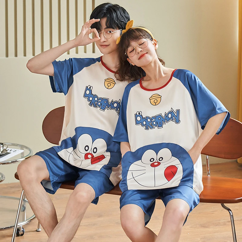 Summer Women Men Pajamas Set Sleepwear Korean Pijama Suit Cartoon Anime Doraemon Pattern Loose Lover Pyjama Suits Nightgown
Summer Women Men Pajamas Set Sleepwear Korean Pijama Suit Cartoon Anime Doraemon Pattern Loose Lover Pyjama Suits Nightgown