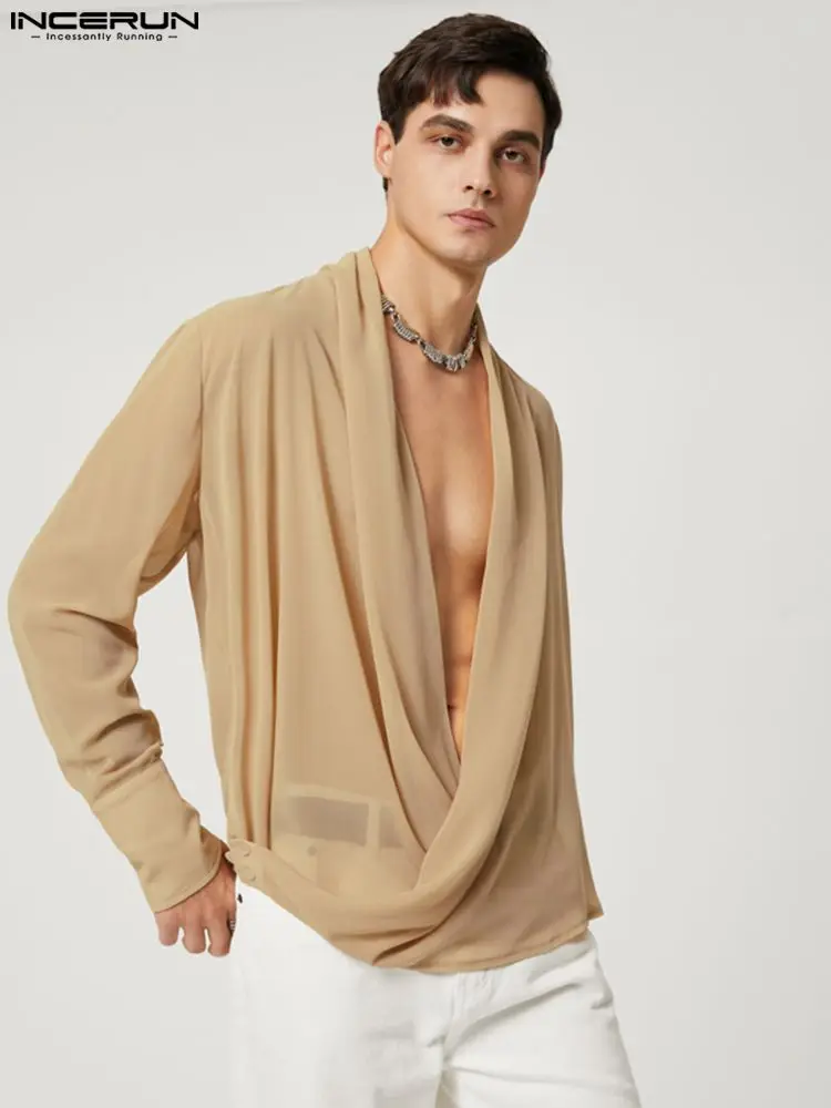 Handsome Men's Fashion Bright Tops INCERUN Stripes Pile Blouse Casual Solid Color All-match Cross Long Sleeve Shirts S-5XL 2022
Handsome Men's Fashion Bright Tops INCERUN Stripes Pile Blouse Casual Solid Color All-match Cross Long Sleeve Shirts S-5XL 2022