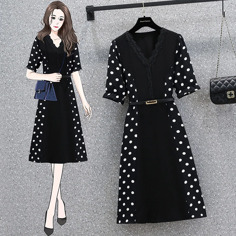 Office Ladies Elegant Summer Dresses For Women Polka Print Patchwork High Waist A-line Chiffon Dresses 4XL Female Robe
Office Ladies Elegant Summer Dresses For Women Polka Print Patchwork High Waist A-line Chiffon Dresses 4XL Female Robe
