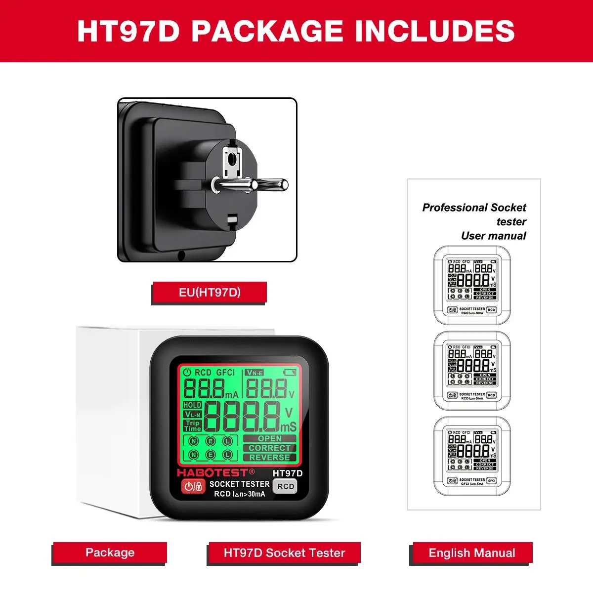 SNAKOL HABOTEST HT97 Цифровой тестер розеток
SNAKOL HABOTEST HT97 Цифровой тестер розеток