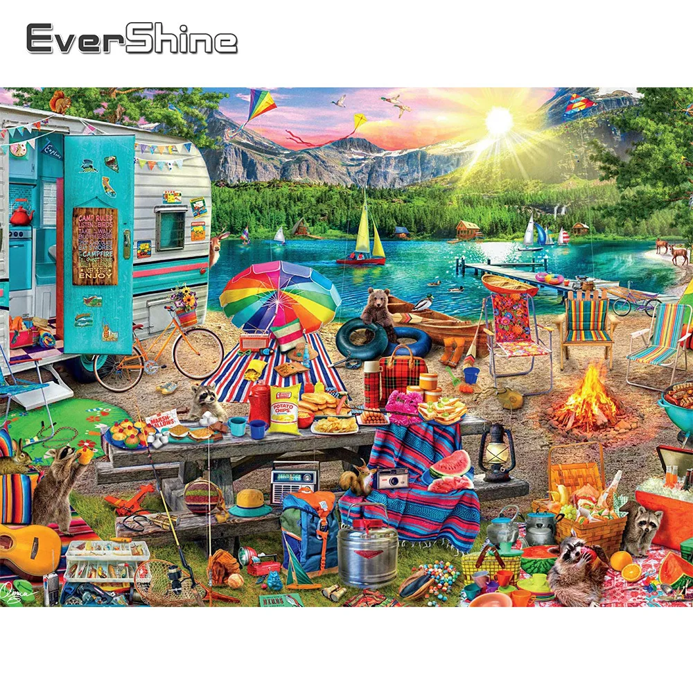 EverShine Camping Diamond Mosaic Lake Cross Stitch Kits Painting Sunset Landscape Embroidery Cartoon New Arrival Home Decor
EverShine Camping Diamond Mosaic Lake Cross Stitch Kits Painting Sunset Landscape Embroidery Cartoon New Arrival Home Decor