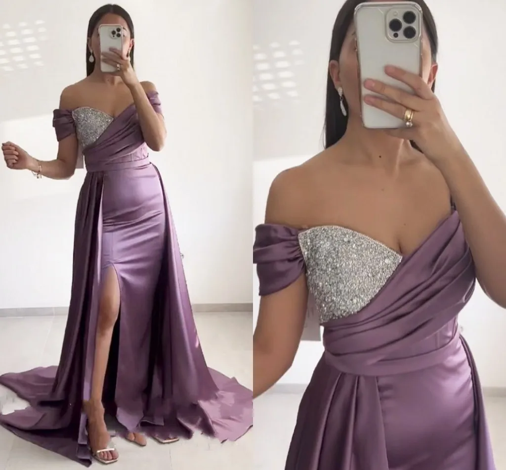 Mermaid Evening Party Dresses Satin Off the Shoulder Beaded Elegant Prom Formal Gowns Arabic Dubai Robe De Soriee
Mermaid Evening Party Dresses Satin Off the Shoulder Beaded Elegant Prom Formal Gowns Arabic Dubai Robe De Soriee