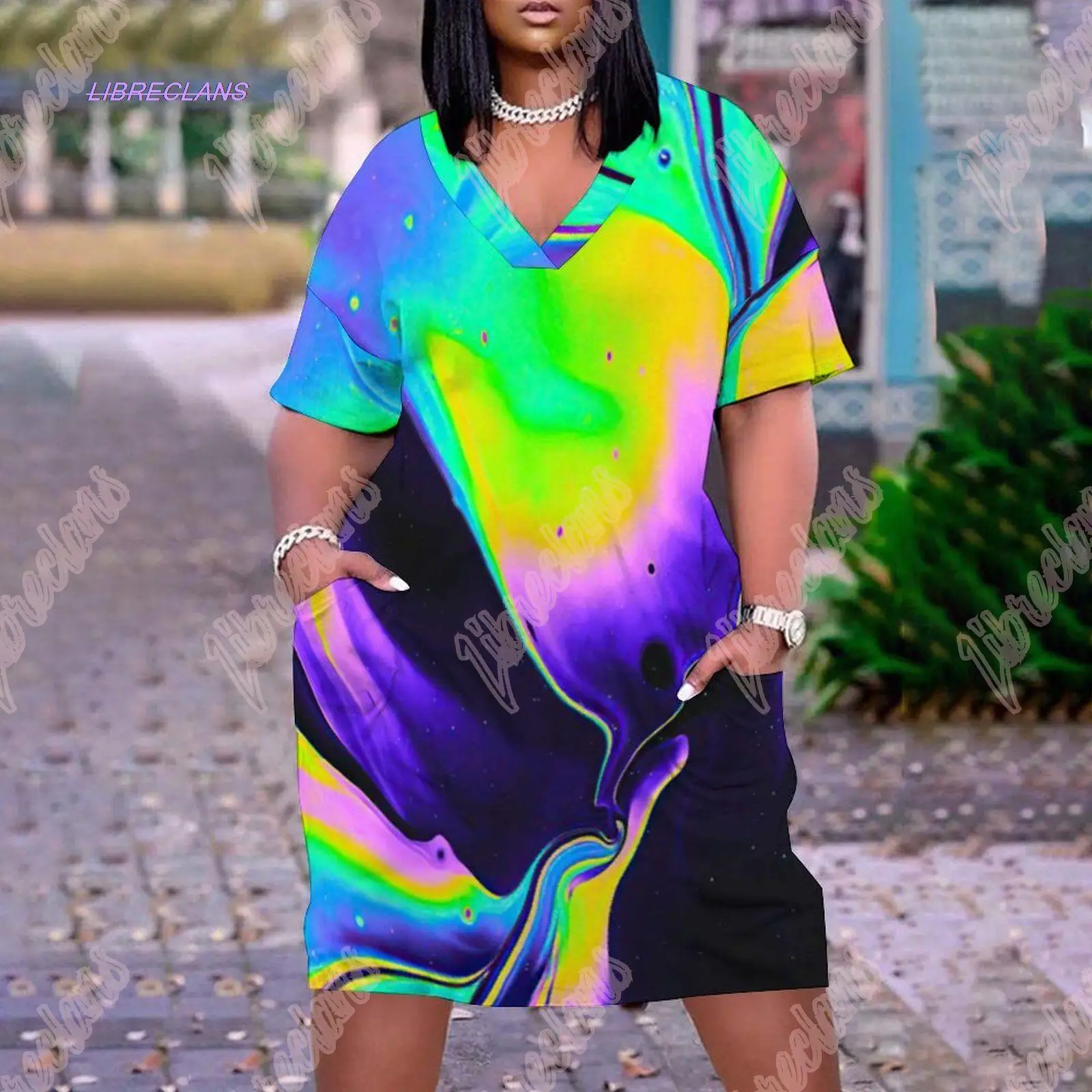 Hot Summer Woman Abstract Print Color Fashion Africa Women Sexy Girls Knee-length Boho Short Sleeve Dress V-Neck Loose Beachwear
Hot Summer Woman Abstract Print Color Fashion Africa Women Sexy Girls Knee-length Boho Short Sleeve Dress V-Neck Loose Beachwear