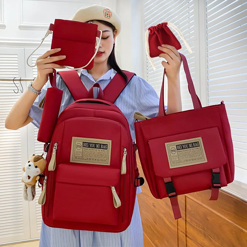 5 In 1 New Women Backpack Trendy Pendant School Bag for Girls Waterproof Large Capacity Travel Backpacks Casual Bookbags
5 In 1 New Women Backpack Trendy Pendant School Bag for Girls Waterproof Large Capacity Travel Backpacks Casual Bookbags