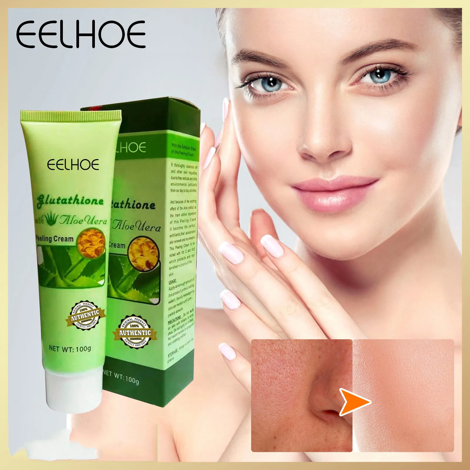 

2PCS Aloe Face Exfoliating Cream Whitening Moisturizer Repair Facial Scrub Cleaner Acne Blackhead Treatment Remove Face Cream