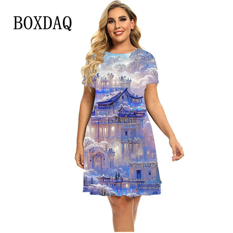 Женское платье с 3D-принтом замка мечты, модное платье с коротким рукавом, Повседневная мини-Одежда большого размера, 2023
Женское платье с 3D-принтом замка мечты, модное платье с коротким рукавом, Повседневная мини-Одежда большого размера, 2023