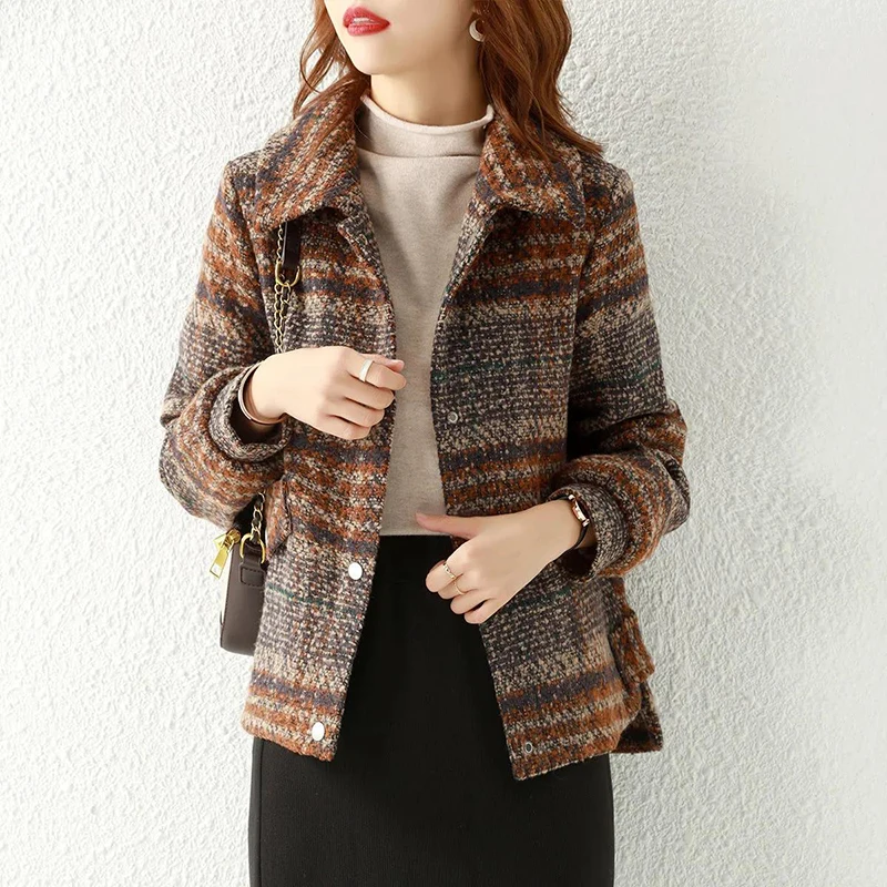 Woolen Coat Women Spring Autumn 2022 Plaid Temperament Korean Woolen Jackets Turn-Down Collar Fashion Outerwear Female
Woolen Coat Women Spring Autumn 2022 Plaid Temperament Korean Woolen Jackets Turn-Down Collar Fashion Outerwear Female