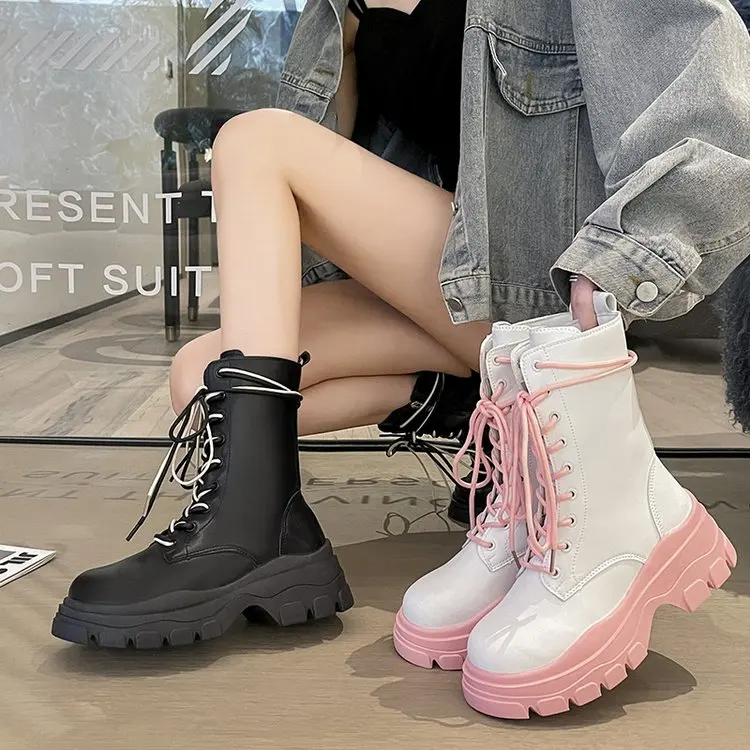 Fashion British Style Boots Women's Pink Thick Bottom 2022 New Autumn and Winter Sweet and Cool Lace-up Short Boots Goth Shoes
Fashion British Style Boots Women's Pink Thick Bottom 2022 New Autumn and Winter Sweet and Cool Lace-up Short Boots Goth Shoes