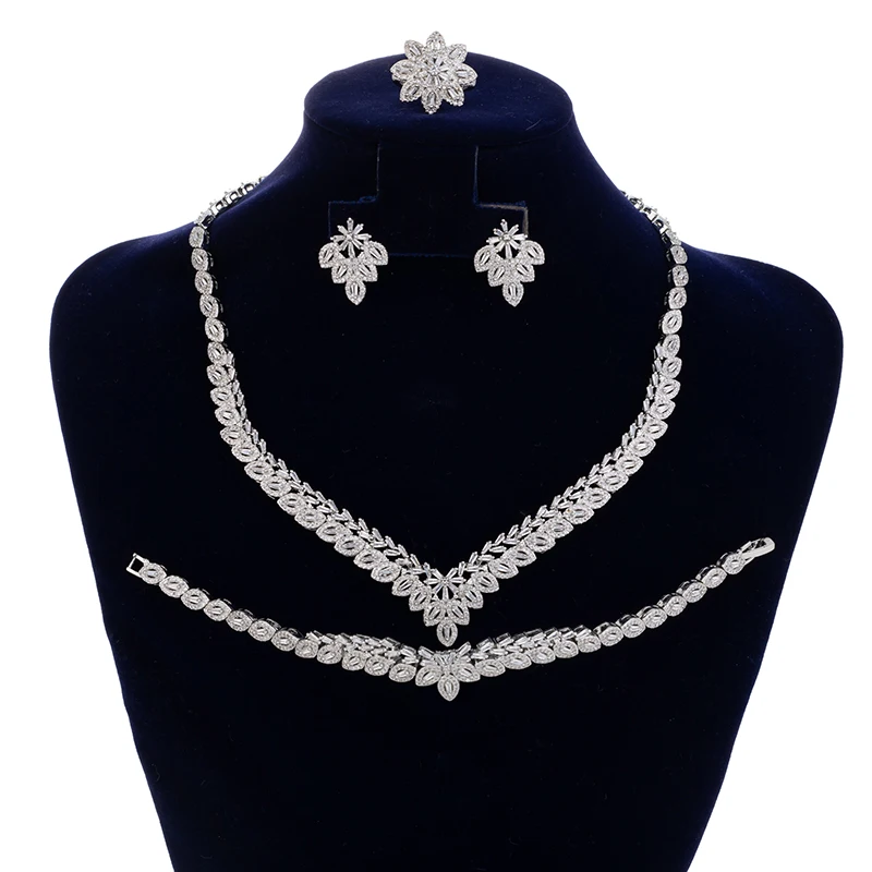 

Jewelry Set HADIYANA Luxury Bridal Wedding Necklace Bracelet Ring Earrings Boutique Four-piece Set CN2307 Parrure Bijoux
