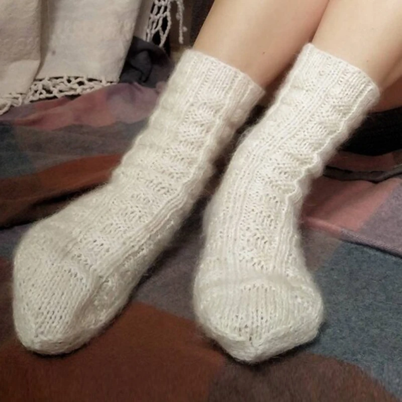 Вязаные носки для женщин и девочек мягкие пушистые удобные зимние теплые плотные