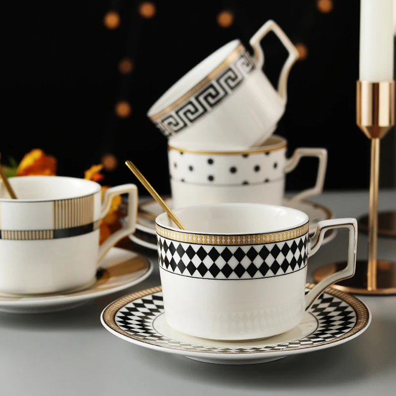 

British Luxury Porcelain Coffee Cups and Saucers Elegant Afternoon Tea Cup With Saucer Spoon Set Home Kitchen Office Tableware