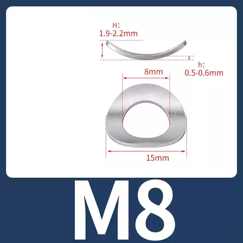 Эластичные шайбы из нержавеющей стали 304 M1.7~M10 
Эластичные шайбы из нержавеющей стали 304 M1.7~M10