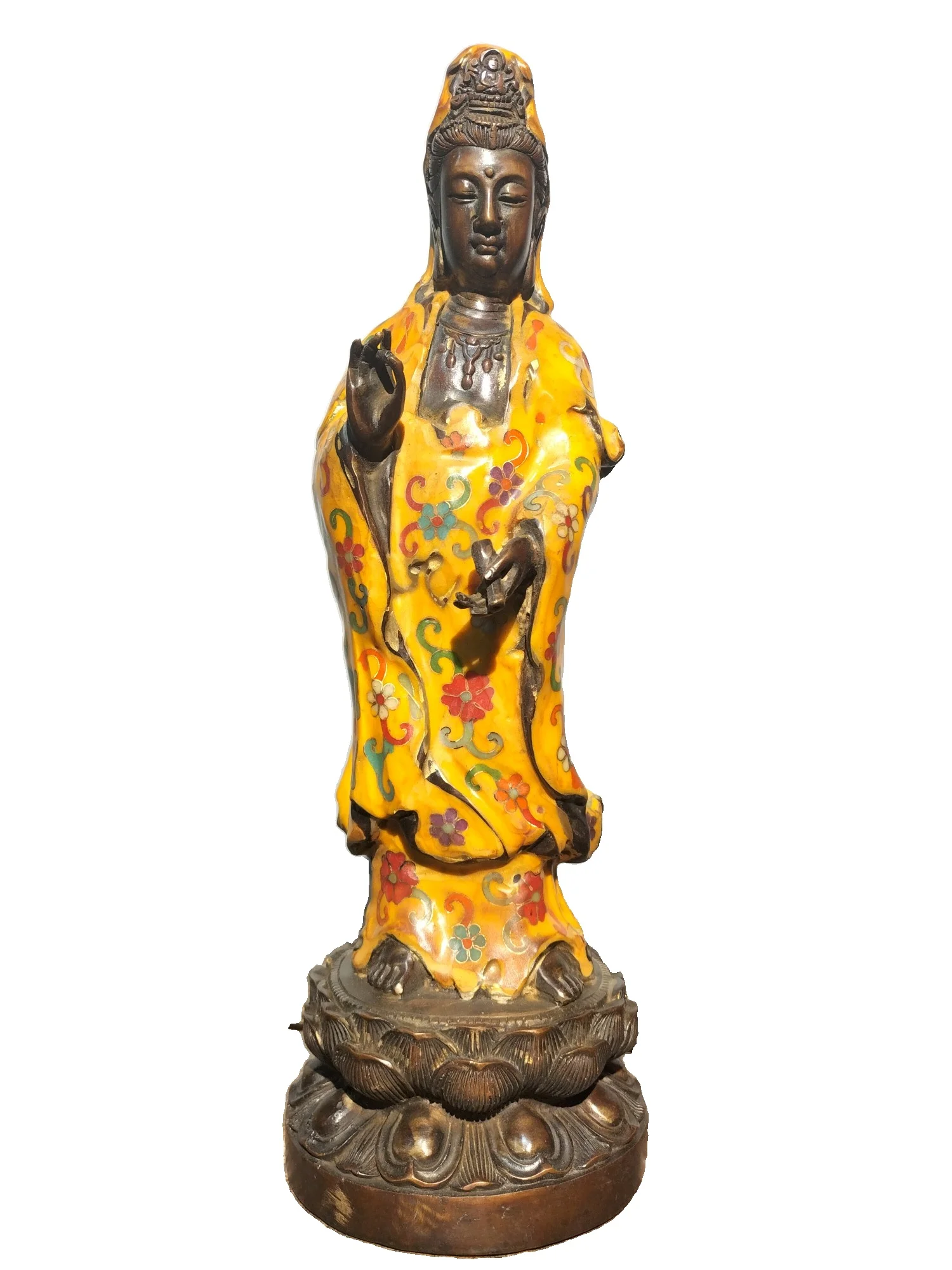 LAOJUNLU Old Collection Old Solid Copper Cloisonné Pure Vase With Guanyin Bodhisattva Hand-Crafted In Filigree Enamel Style
LAOJUNLU Old Collection Old Solid Copper Cloisonné Pure Vase With Guanyin Bodhisattva Hand-Crafted In Filigree Enamel Style